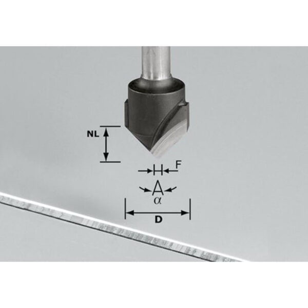 Fresa Para Ranhuras Em V Hw S8 D18-90°/Alu